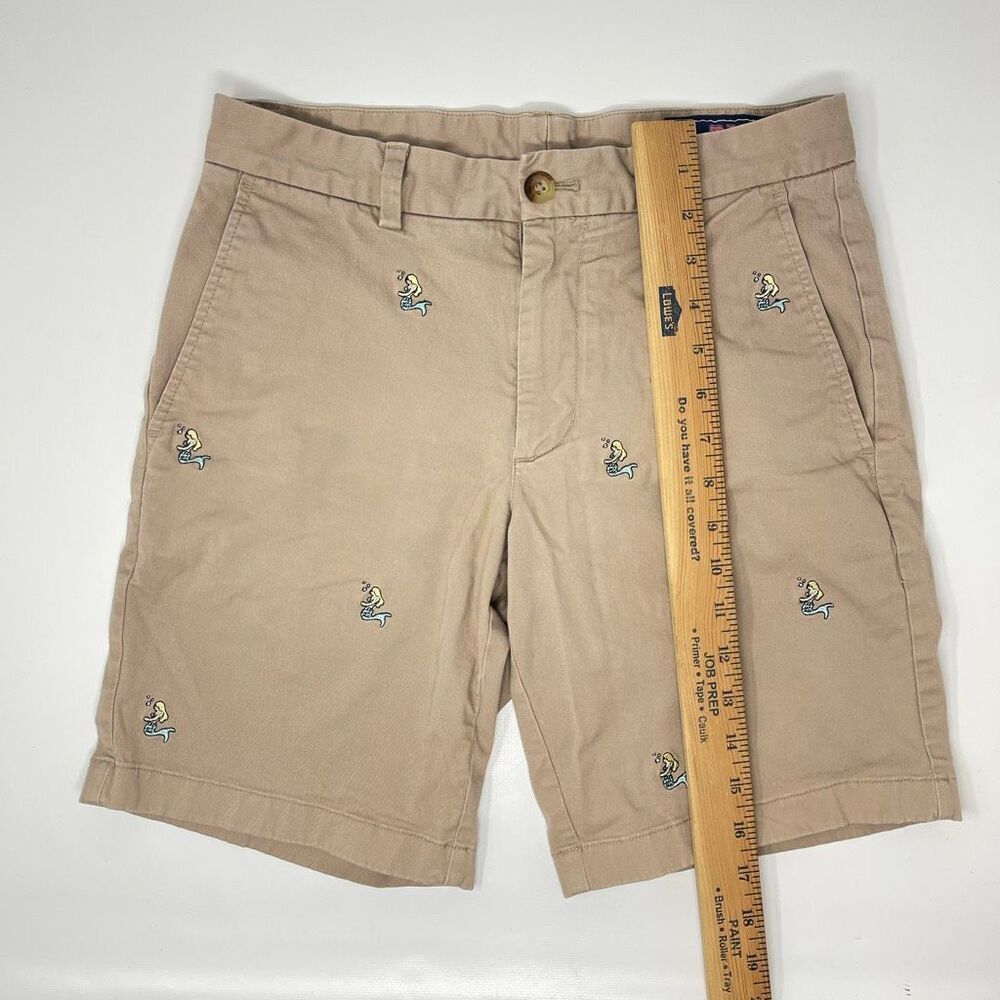 Vineyard Vines Khaki 9” Mermaid Embroidered Breaker Shorts Men Big Boys Size 28 - Picture 7 of 12